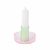 Bougeoir verre rose & vert